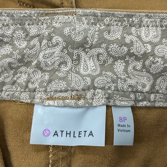 Athleta Womens 8P Skirt Rust Orange Straight Cotton Stretch Flap Pockets Casual - Picture 3 of 10